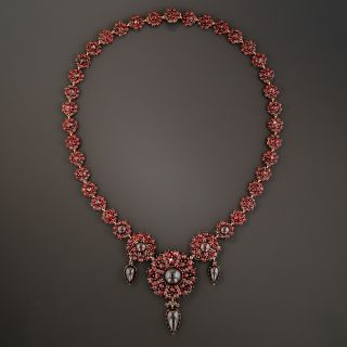 Antique Garnet Necklace in Box