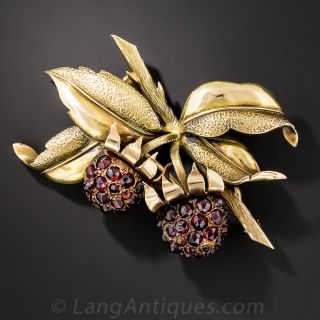 Antique Garnet Raspberry Motif Brooch