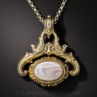 Antique Gold and Agate Watch Fob Pendant
