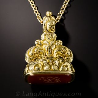 Antique Gold and Carnelian Fob - 1
