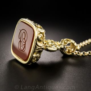 Antique Gold and Carnelian Fob
