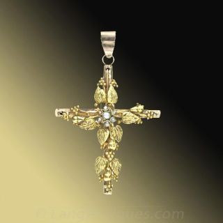 Antique Gold and Pearl Cross Main View