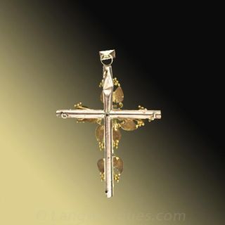Antique Gold and Pearl Cross