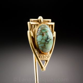 Antique Gold and Turquoise Stickpin