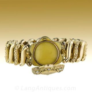 Antique Gold Filled Expandable Locket Bracelet