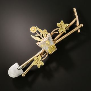 Antique Gold-In- Quartz Gardening Pin  - 2