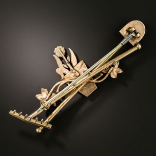 Antique Gold-In- Quartz Gardening Pin 