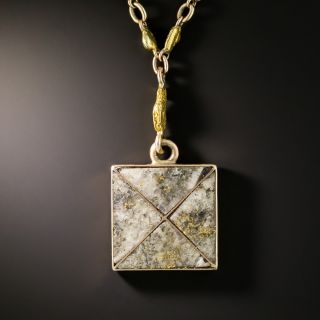 Antique Gold Nugget Watch Chain with Gold-in-Quartz Fob