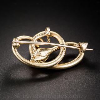 Antique Gold Ouroboros Snake Brooch
