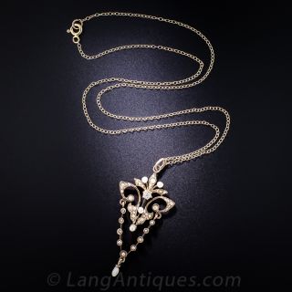 Antique Gold, Pearl and Diamond Necklace