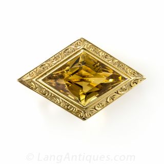 Antique Golden Citrine Brooch
