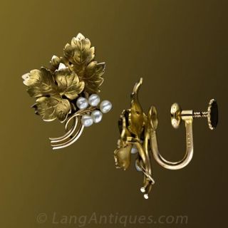 Antique Grape Leaf Earrings