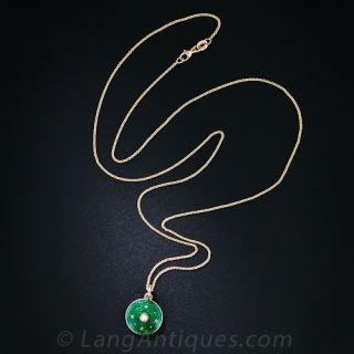 Antique Green Enamel Petite Pendant Locket