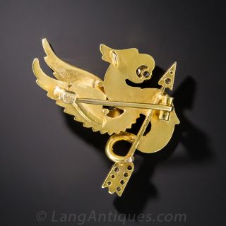 Antique Griffin and Diamond Arrow Pin