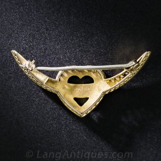Antique Heart and Crescent Pin