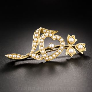 Antique Heart Pierced By Tulips Pin