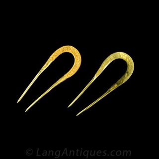 Antique High Karat Gold Chinese Hair Combs
