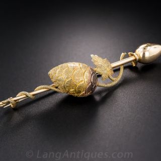 Antique Hops Flower Brooch and Earring Set
