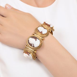 Antique Italian 7 Cameo Mythological Bracelet 