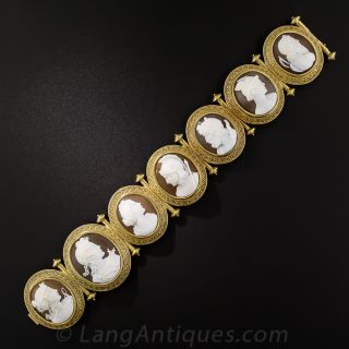 Antique Italian 7 Cameo Mythological Bracelet  - 2