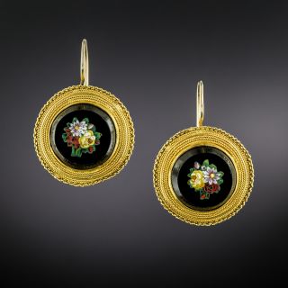 Antique Italian Micromosaic Earrings - 2