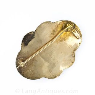 Antique Jade and Coral Brooch