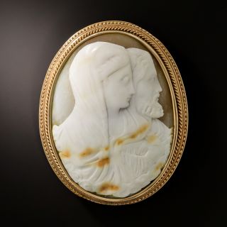 Antique Joseph and Mary Shell Cameo Pin - 2