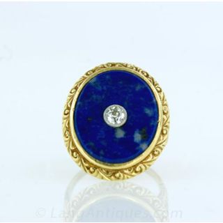 Antique Lapis Lazuli and Diamond Ring Main View