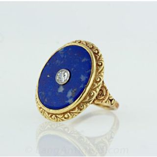 Antique Lapis Lazuli and Diamond Ring