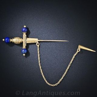 Antique Lapis Sword Pin