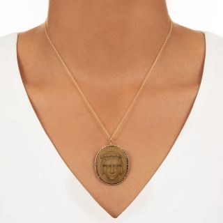 Antique Lava Cameo Pendant/Brooch