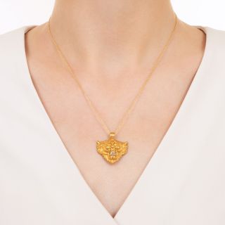 Antique Lion's Head Diamond Pendant, c.1900