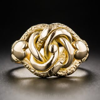 Antique Love Knot Ring with Hearts
