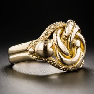 Antique Love Knot Ring with Hearts