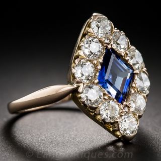 Antique Lozenge-Shape Sapphire and Diamond Ring