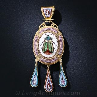 Antique Micro-Mosaic Scarab Pendant