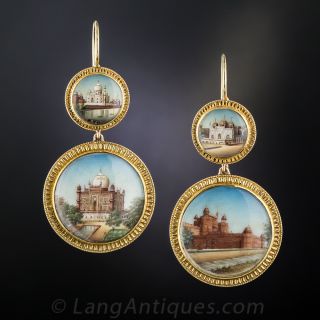 Antique Miniature India Landmark Earrings - 2