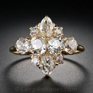 Antique Mixed Diamond Cluster Ring