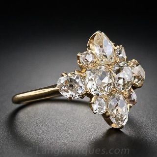 Antique Mixed Diamond Cluster Ring