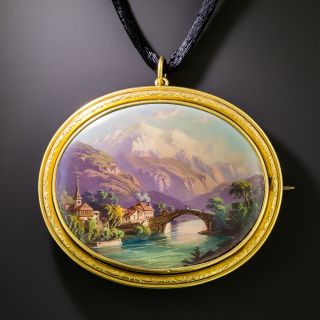 Antique Mont Blanc Swiss Enamel Pendant/Brooch - 1