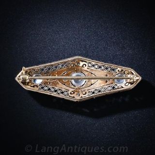 Antique Moonstone and Diamond Bar Brooch