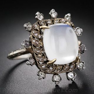 Antique Moonstone and Diamond Cocktail Ring