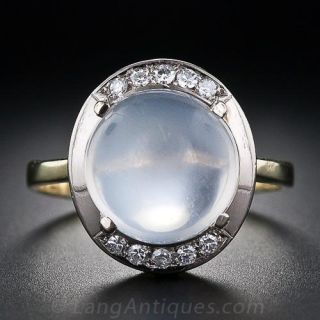 Antique Moonstone and Diamond Ring