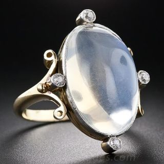 Antique Moonstone and Diamond Ring