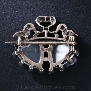 Antique Moonstone Double Heart Pin