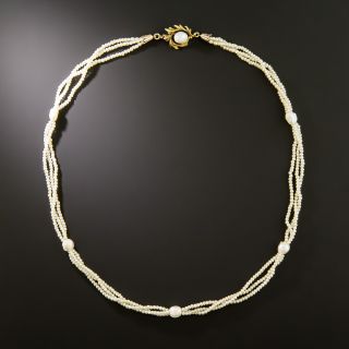 Antique Natural Freshwater Pearl Choker Necklace  - 2