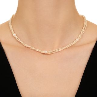 Antique Natural Freshwater Pearl Choker Necklace 