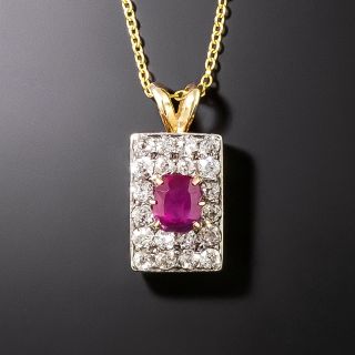 Natural No-Heat .90 Carat Burmese Ruby and Diamond Drop - 2