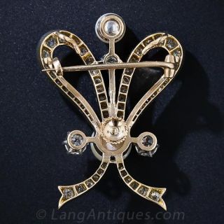 Antique Natural Pearl and Diamond Brooch