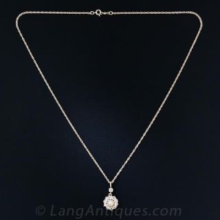 Antique Natural Pearl and Diamond Cluster Necklace